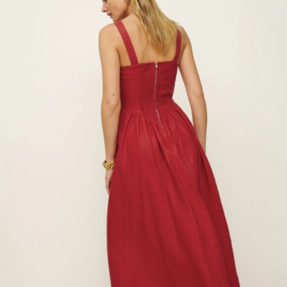 Reformation Petites Balia Linen Dress Red - Size 4P - Picture 3 of 5